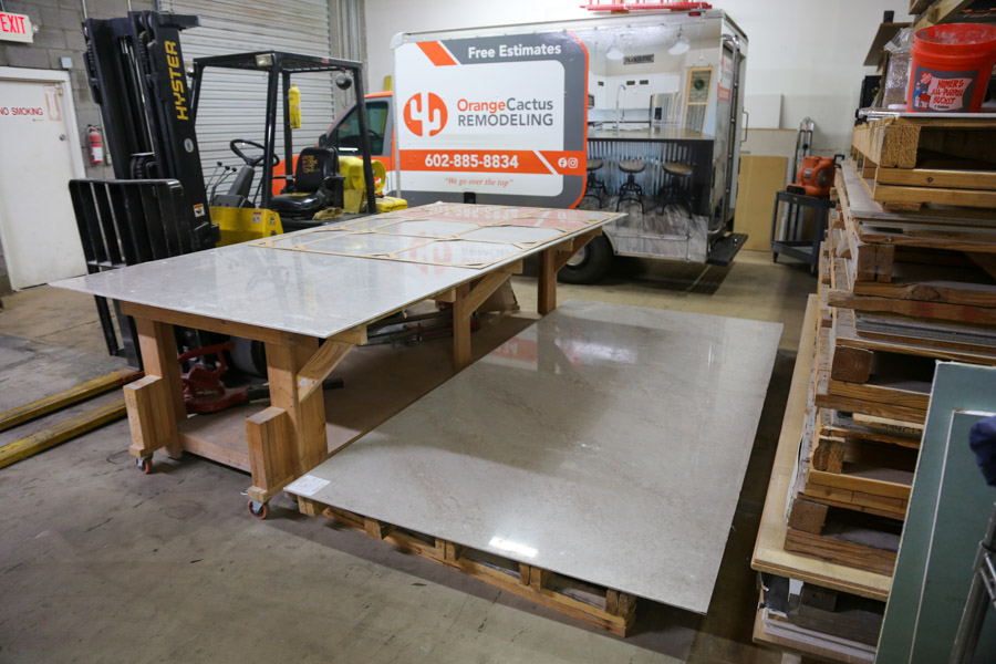 Behind the scenes at the Orange Cactus shop — fabricating countertops with our service van